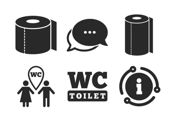 Des icônes en papier toilette. Gents et toilettes pour dames. Vecteur — Image vectorielle