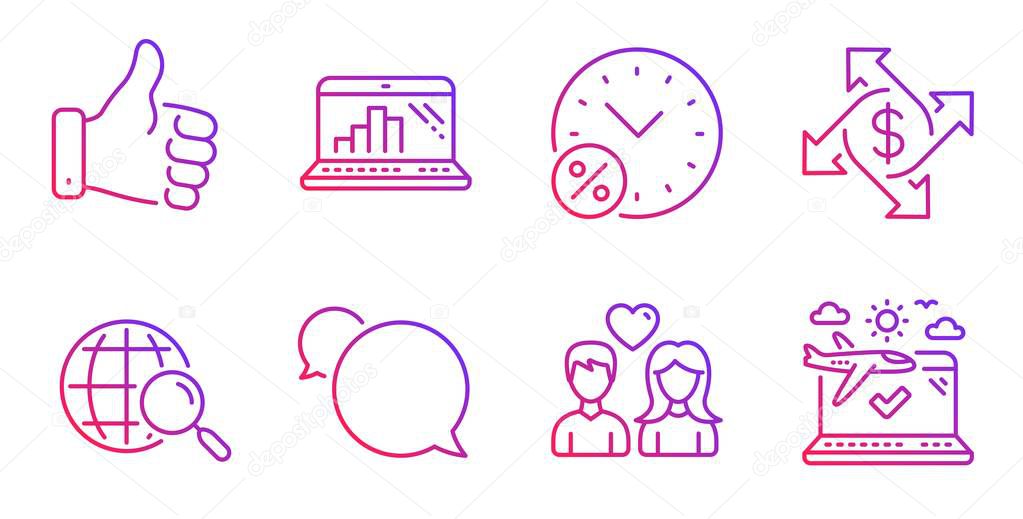 Amor en pareja, porcentaje de préstamos e iconos de búsqueda web