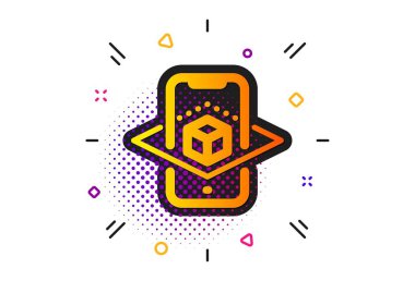 Artırılmış gerçeklik telefon simgesi. Vr simülasyon işareti. 3d küp. Vektör