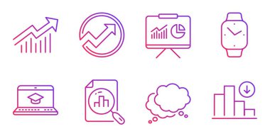 Talep eğrisi, Konuşma balonu ve Web sitesi eğitim simgeleri ayarlayın. Vektör