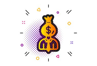 İşadamı kazanç simgesi. Dolar para çantası. Vektör