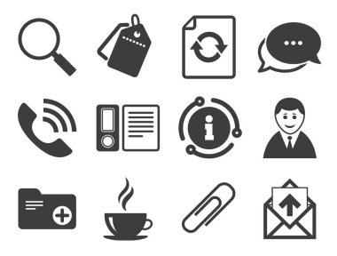 Ofis, belgeler ve iş simgeleri. Vektör