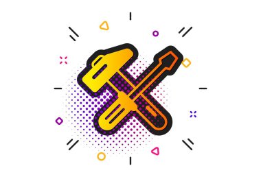 Çekiç ve tornavida simgesi. Onarım servis işareti. Vektör