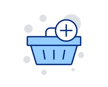 Alışveriş sepeti satırı simgesine ekleyin. Online satın alma. Vektör