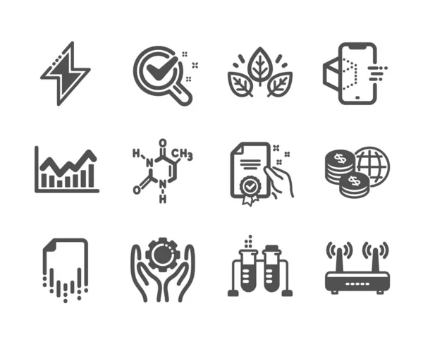 Set van wetenschap iconen, zoals herstelbestand, wereld geld, werknemer hand. Vector — Stockvector