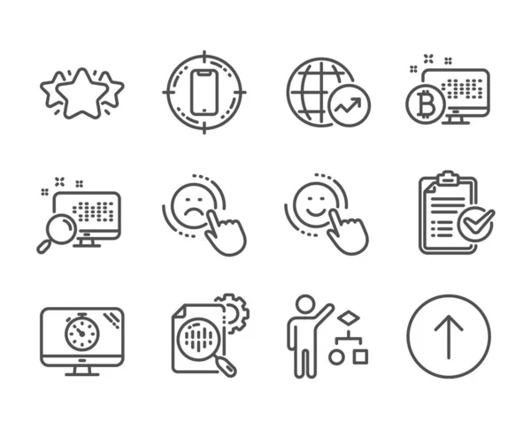 Set of Technology icons, such as Star, Seo timer, Smile. Vector — Stock Vector