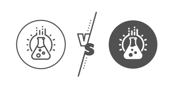 Kimya laboratuvar satır simgesi. Laboratuvar şişesi işareti. Analysis. Vektör — Stok Vektör