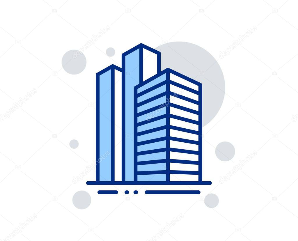 Skyscraper buildings line icon. City architecture sign. Town. Vector