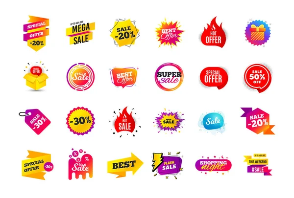 Sale banner badge. Special offer discount tags. Coupon shape templates. Best offer badge. Super discount icons. Vector — Stock Vector