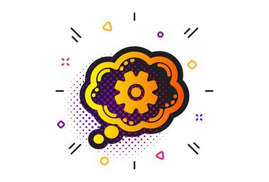 Cogwheel sohbet simgesi. Mühendislik araç işareti. Vektör