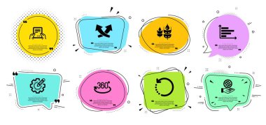 Tam döndürme, Yatay grafik ve Kurtarma veri simgeleri ayarlanır. Glutensiz, dosya ve Güvenli gezegen işaretleri alın. Vektör