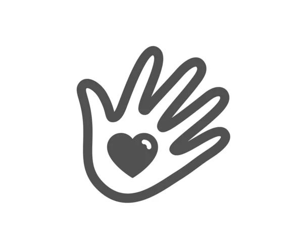 Pictogram voor sociale verantwoordelijkheid. Hand met hart teken. Liefdadigheid. Vector — Stockvector