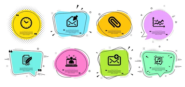 Zaman, Ataş ve Tüy imza simgeleri ayarlanır. Yeni posta, Müzik notası ve En Iyi yönetici işaretleri. Vektör