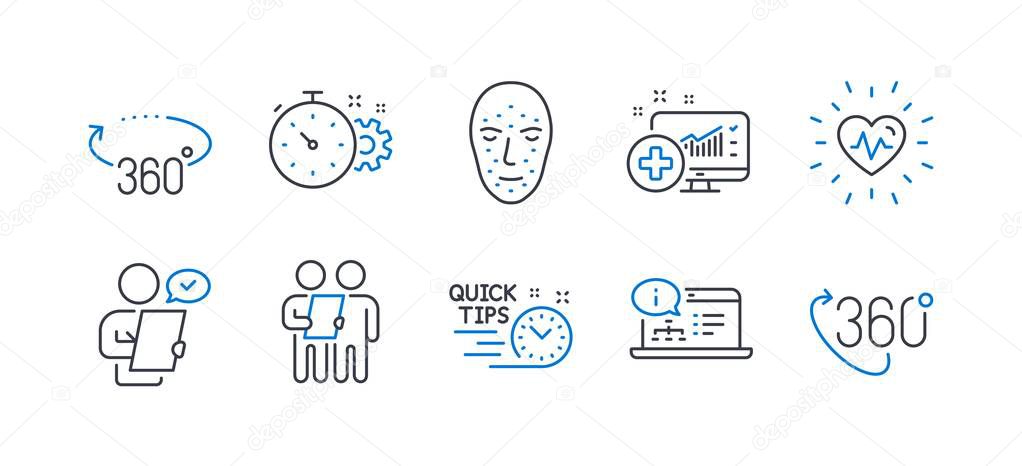 Set of Science icons, such as Customer survey, Survey, Face biometrics. Vector