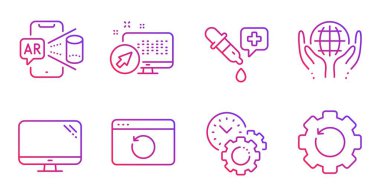 Artırılmış gerçeklik, Kurtarma internet ve Web sistemi simgeleri ayarlayın. Vektör