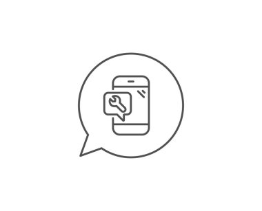 Spanner araç çizgisi simgesi. Telefon onarım servis işareti. Vektör
