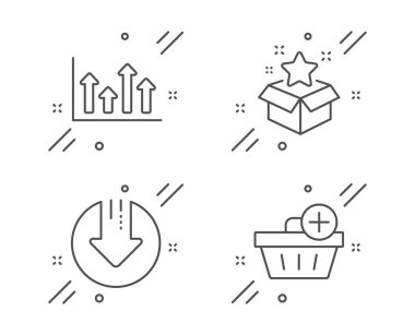 İndir ok, Üst oklar ve Sadakat programı simgeleri ayarlayın. Satın alma işareti ekleyin. Vektör