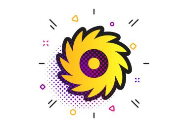 Testere dairesel tekerlek işareti simgesi. Kesme bıçağı. Vektör