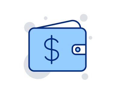 Alışveriş Cüzdanı satır simgesi. Dolar işareti. Vektör
