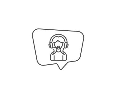 Kullanıcı Destek satırı simgesi. Kadın Profil işareti. Vektör