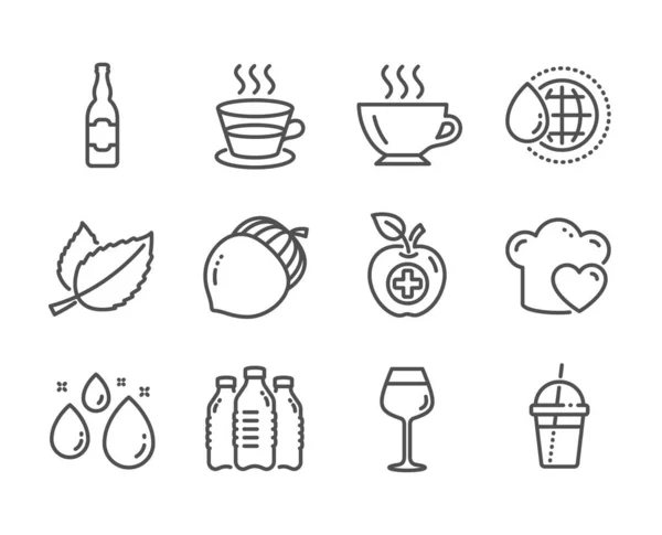 Conjunto de alimentos y bebidas iconos, tales como comida médica, amor cocina, maíz. Vector — Vector de stock