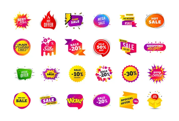 Insigne de bannière de vente. Offre spéciale tags de réduction. Modèles de forme de coupon. Meilleur badge d'offre. Des icônes super discount. Vecteur — Image vectorielle