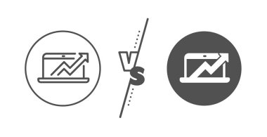 Grafik veya Grafik işaretini bildirin. Konsepte karşı. Veri Analizi ve İstatistik ler satır simgesi. Bilgisayar veri işleme sembolü. Satır vs klasik satış diyagramı simgesi. Vektör
