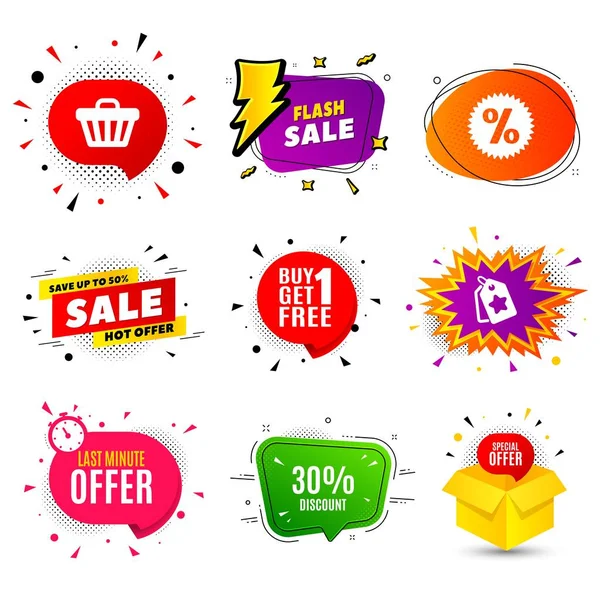 Descuento Banner Insignia Burbuja Venta Flash Venta Oferta Precio Signo — Vector de stock