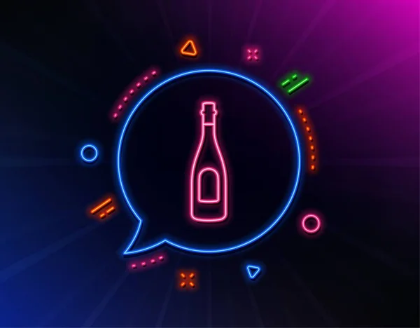 Sektflaschen Linie Ikone Neonlaserlichter Jubiläums Alkoholzeichen Feierabend Drink Glühende Laser — Stockvektor