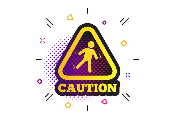 Caution Wet Floor Sign Icon Halftone Dots Pattern Human Falling — Stock Vector