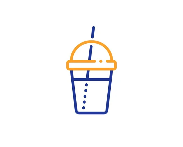 ホットラテ ミルクセーキサイン コーヒーカクテルラインアイコン ティードリンクマグカップのシンボル カラフルなアウトラインコンセプト 青とオレンジの細いラインのコーヒーカクテルアイコン ベクトル — ストックベクタ