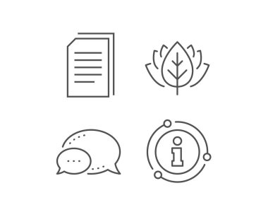 Belgeler satır simgesini kopyalayın. Sohbet balonu, bilgi işareti öğeleri. Dosyaları kopyalama işareti. Kağıt sayfa kavramı sembolü. Doğrusal kopyalama dosyaları anahat simgesi. Bilgi balonu. Vektör