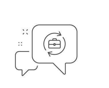 İş işe alma hattı simgesi. Sohbet kabarcık tasarımı. Portföy örneği veya İş Görüşmesi işareti. Anahat kavramı. İnce çizgi insan kaynakları simgesi. Vektör