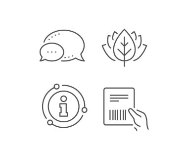 Paket fatura satırı simgesi. Sohbet balonu, bilgi işareti öğeleri. Teslimat belgesi işareti. Paket nakliye sembolü. Doğrusal paket fatura anahat simgesi. Bilgi balonu. Vektör