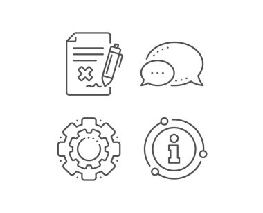 Dosya satırı simgesini reddet. Sohbet balonu, bilgi işareti öğeleri. Belge işaretini reddet. Dosyayı silin. Doğrusal reddet dosya anahat simgesi. Bilgi balonu. Vektör