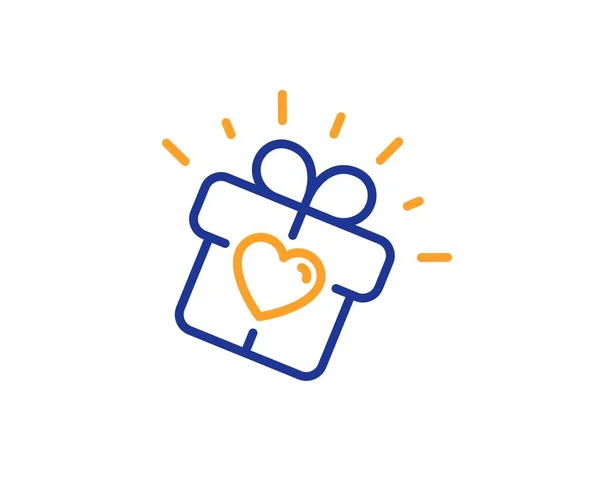 Πινακίδα Του Κουτιού Της Καρδιάς Ερωτικό Εικονίδιο Γραμμής Δώρου Σύμβολο — Διανυσματικό Αρχείο