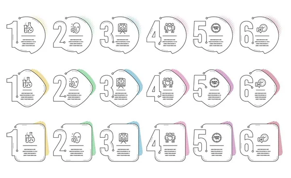 Tablica Vision Serwis 24H Zestaw Ikon Linii Odrzuconych Twarzy Infografika — Wektor stockowy