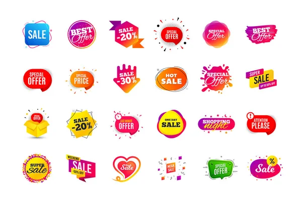 Sale Banner Badge Special Offer Discount Tags Coupon Shape Templates — Stock Vector