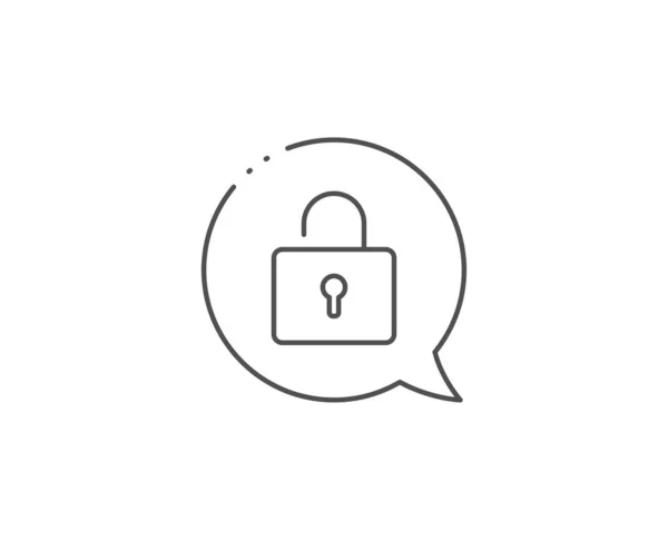锁定线条图标 聊天气泡设计 私人储物柜标志 密码加密符号 概述概念 细线锁定图标 — 图库矢量图片