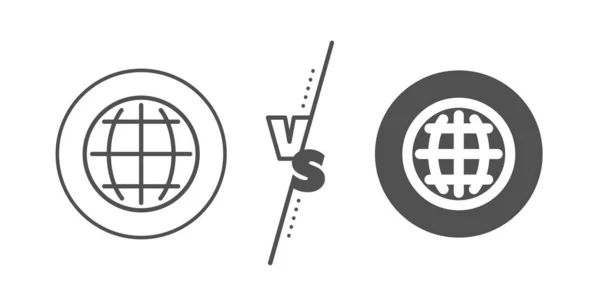 Världs Eller Jord Tecken Kontra Koncept Globe Line Ikonen Global — Stock vektor