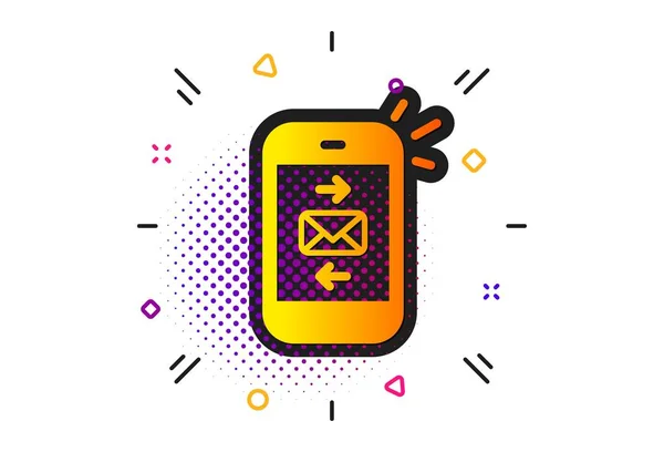 Smartphone Communication Symbol Halftone Circles Pattern Mail Icon Business Chat — Stock Vector
