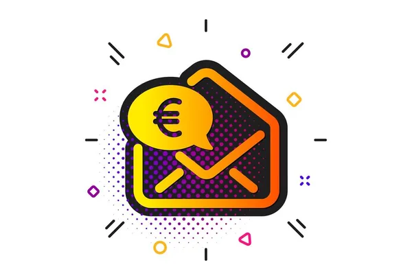 Send Receive Money Sign Halftone Circles Pattern Euro Mail Icon — Stock Vector