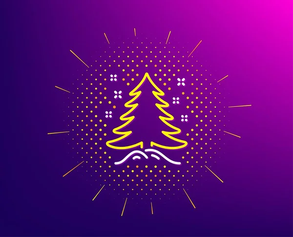 Arbre Noël Ligne Cadeau Icône Motif Demi Teinte Signe Nouvel — Image vectorielle