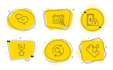 Özel ödeme, Kazanan madalya ve Smartphone su geçirmez işaretleri. Sohbet baloncukları. Arama, Tıbbi takvim ve Onaylı satır simgeleri ayarlanır. Sonuçları, Doktor randevusu, Sohbet mesajını bulun. Vektör