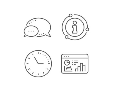 Seo istatistik satır simgesi. Sohbet balonu, bilgi işareti öğeleri. Arama motoru optimizasyonu işareti. Analitik grafik sembolü. Doğrusal seo istatistikleri anahat simgesi. Bilgi balonu. Vektör