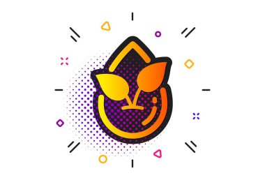 Yapay renk işareti yok. Yarı ton daireler deseni. Organik ürün simgesi. Doğal tatlar sembolü. Klasik düz organik ürün simgesi. Vektör