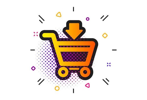 Знак Онлайн Покупки Полутоновые Круги Добавить Корзину Символ Супермаркета Классическая — стоковый вектор