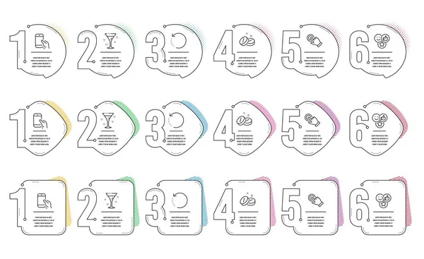 Données Récupération Icônes Ligne Geste Cocktail Écran Tactile Réglées Chronologie — Image vectorielle