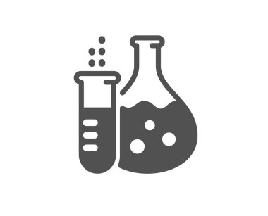 Kimya şişe simgesi. Laboratuvar tüpü işareti. Analysis. Vektör