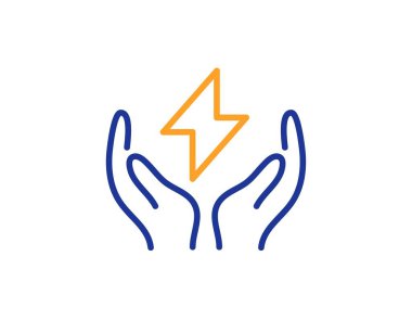 Güvenli enerji hattı simgesi. Yıldırım işareti. Elektrik gücü. Vektör